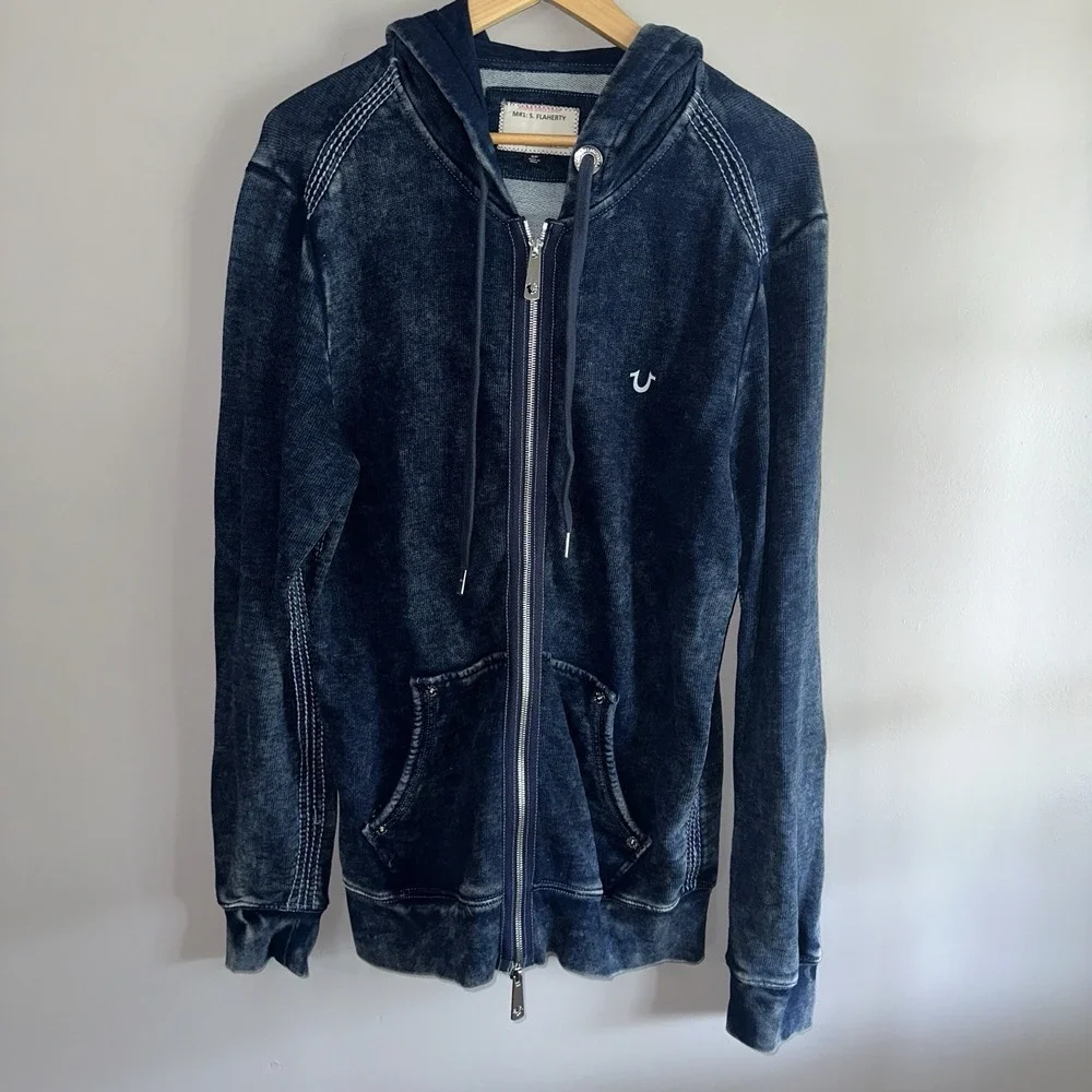 TRUE RELIGION Mens S Blue Buddha World Tour Zip Hoodie Mean Girls Broadway